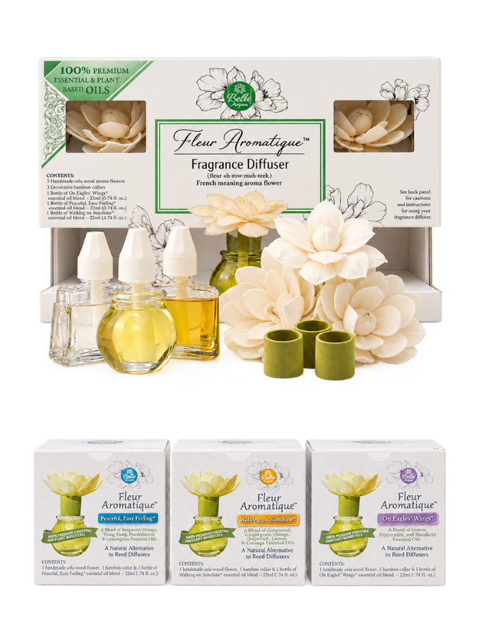 Fleur Aromatique™ Sola Wood Flower Essential Oil Diffuser | Single & 3-Pack Gift Sets